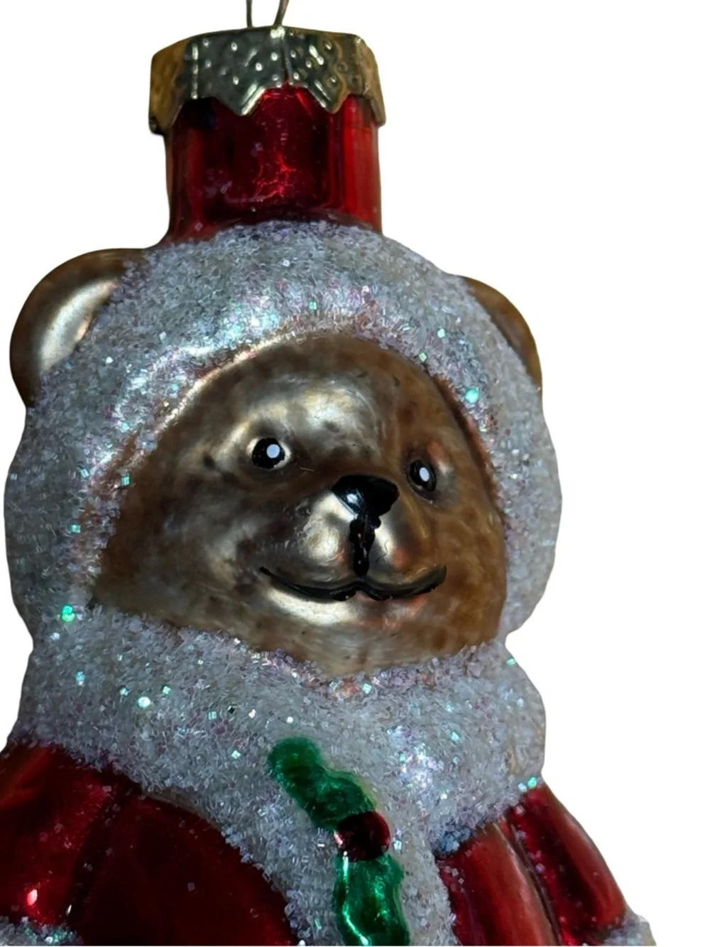 Festive Red Bear Ornament with Sparkle Trim - Unbranded